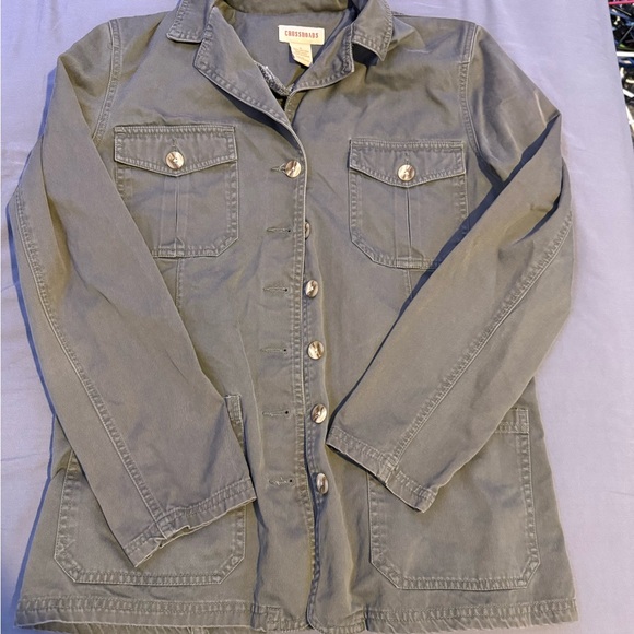 Women's Gray Button Down Shirt - Picture 1 of 3